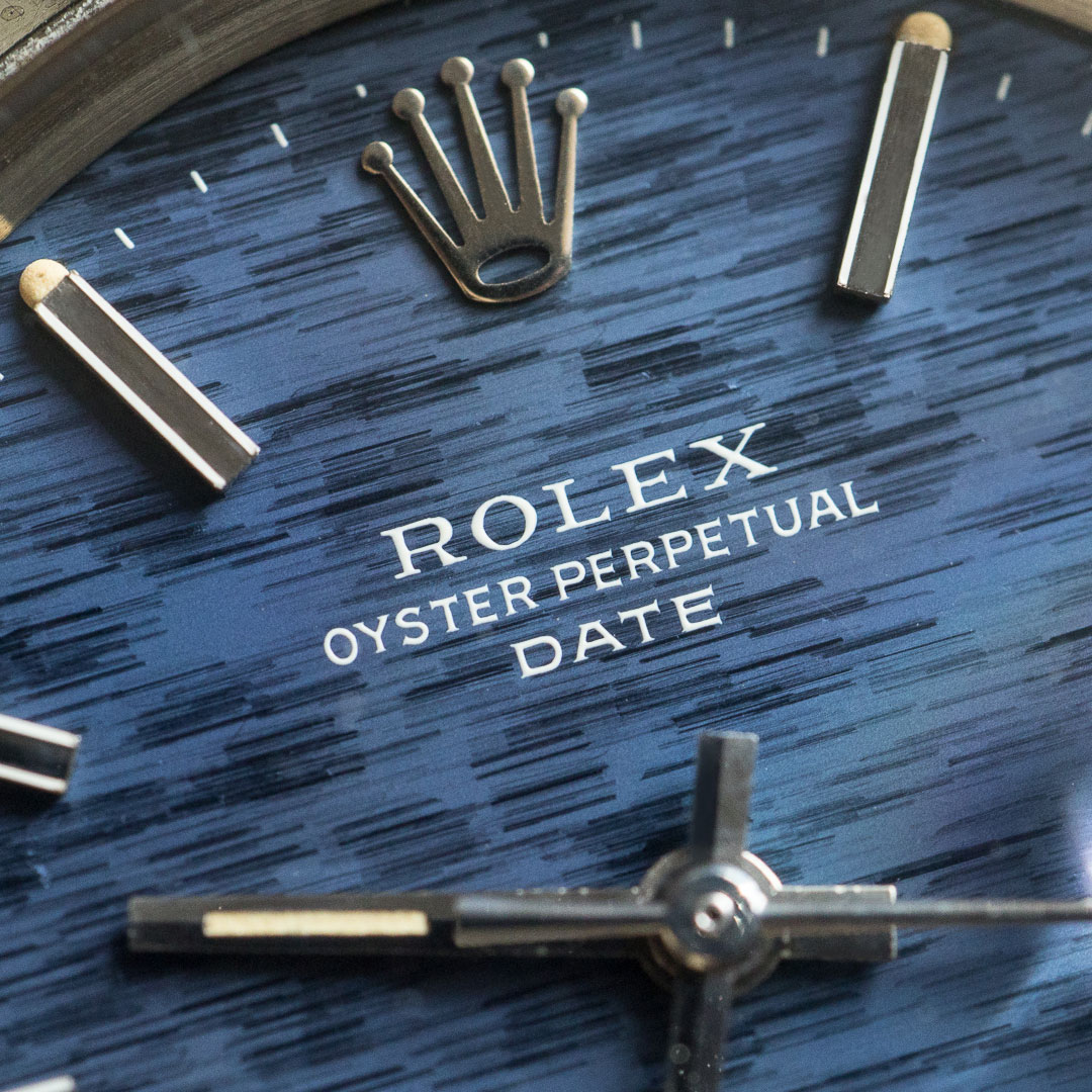 Rolex Date 1500 mosaic brick shantung blue