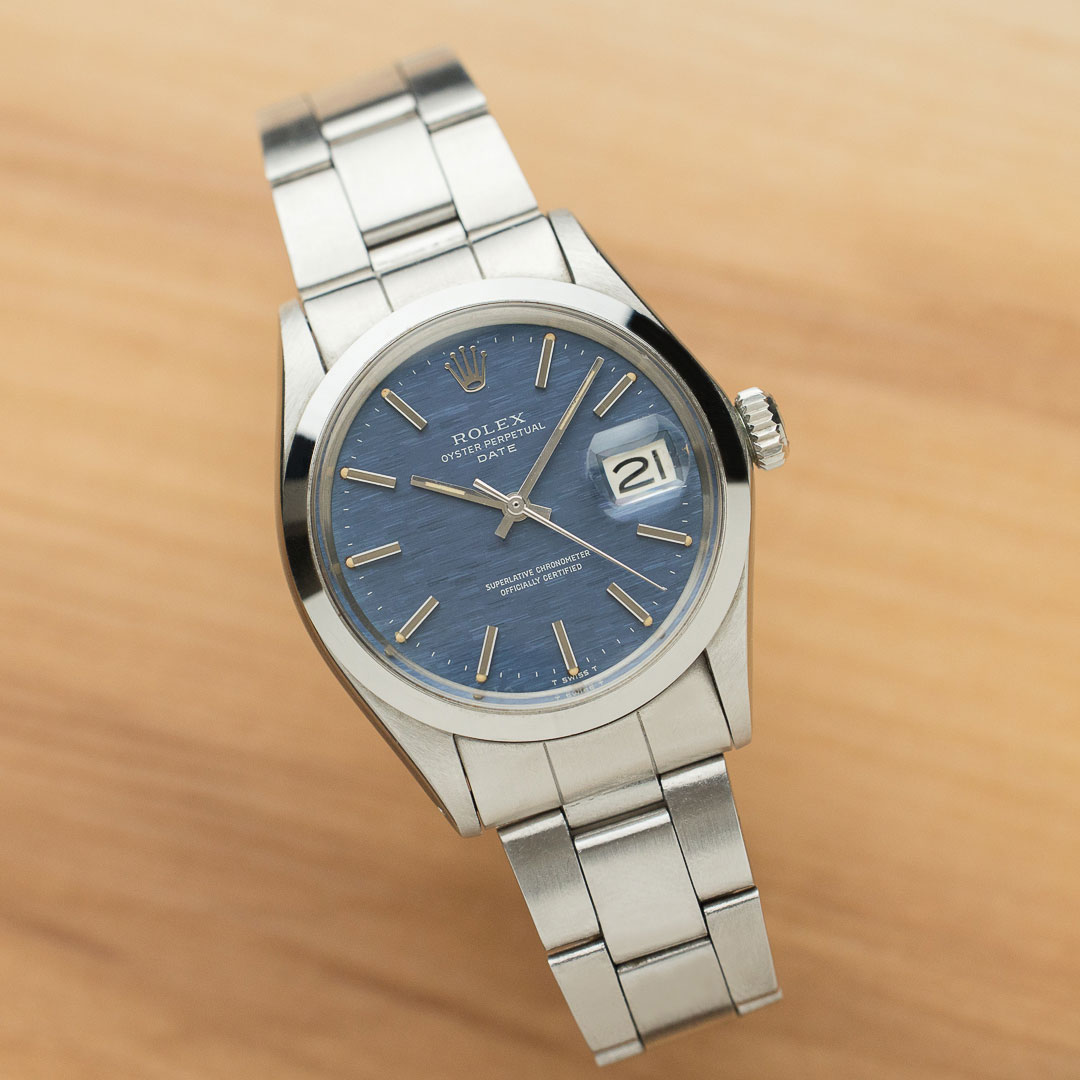 Rolex Date 1500 mosaic brick shantung blue