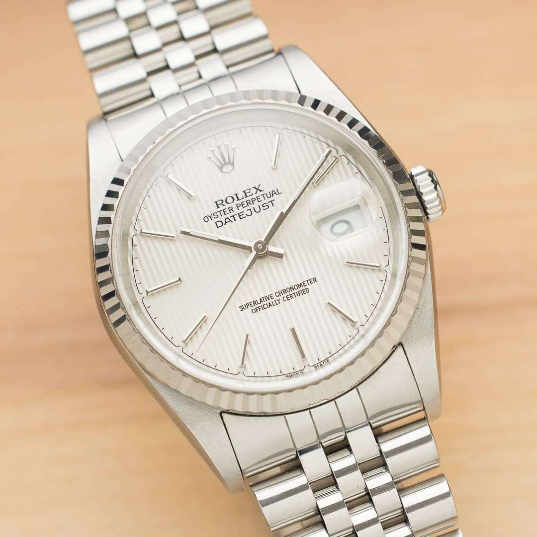 rolex datejust 16234 tapestry dial box papers 2005