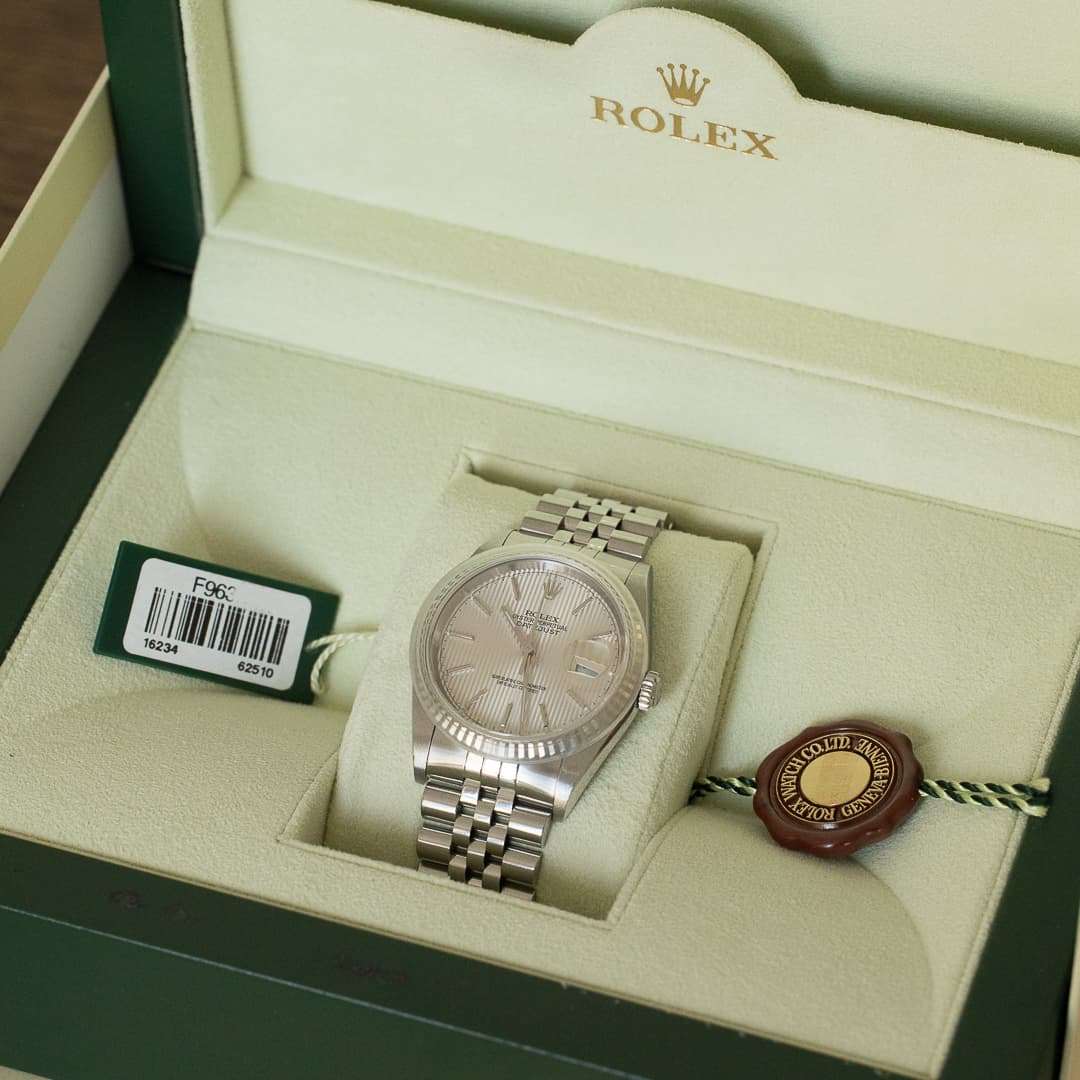 rolex datejust 16234 tapestry dial box papers 2005
