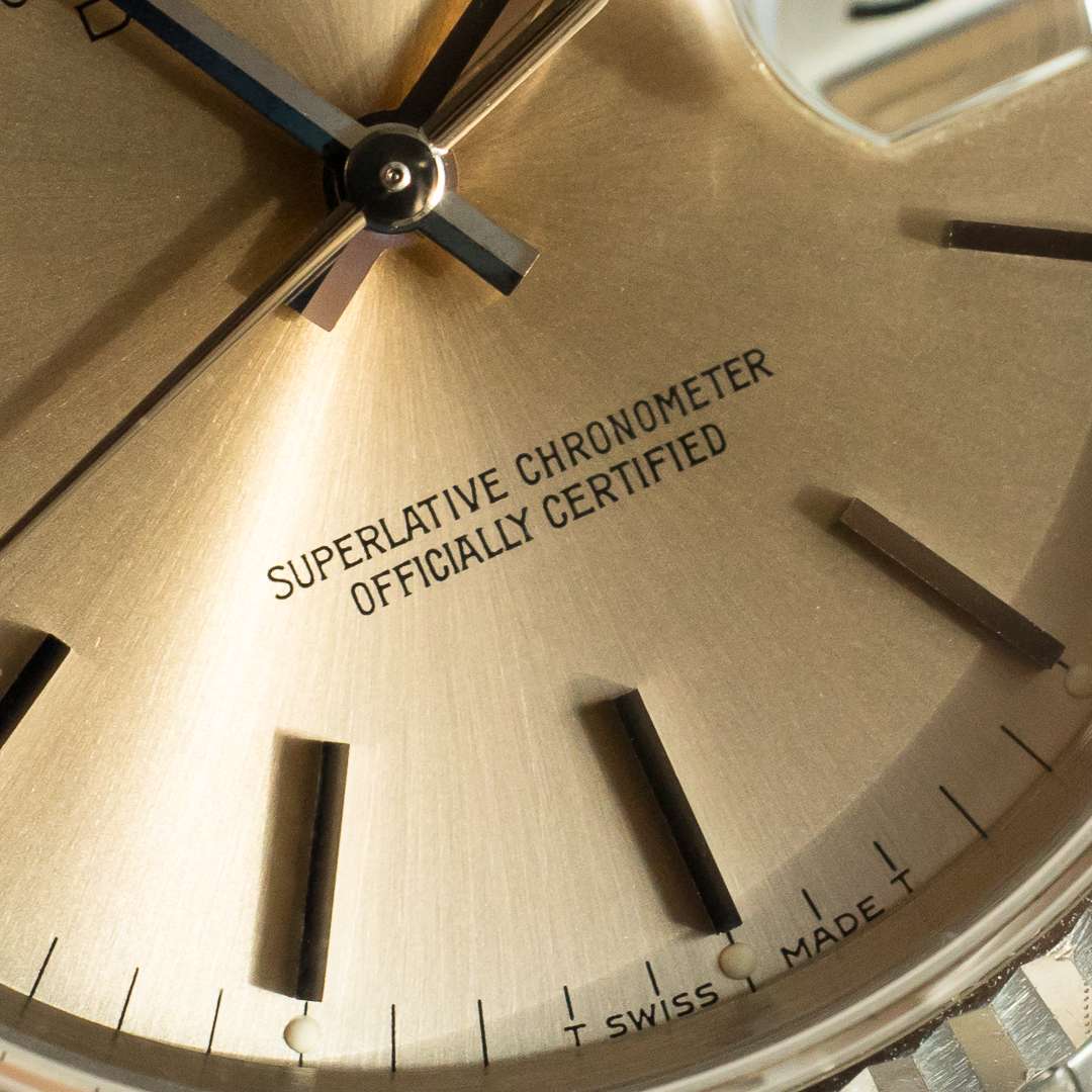 rolex datejust 16234 silver salmon patina