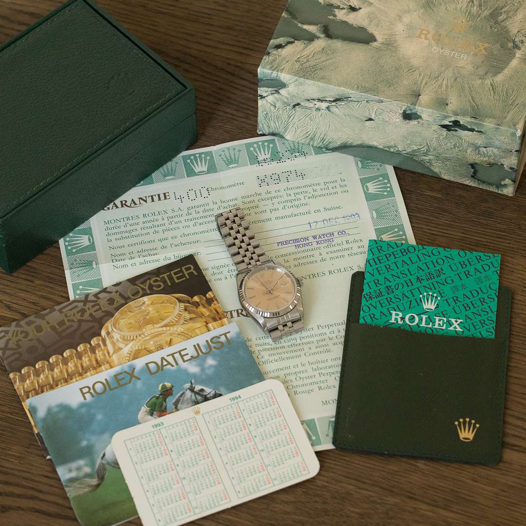 rolex datejust 16234 silver salmon patina