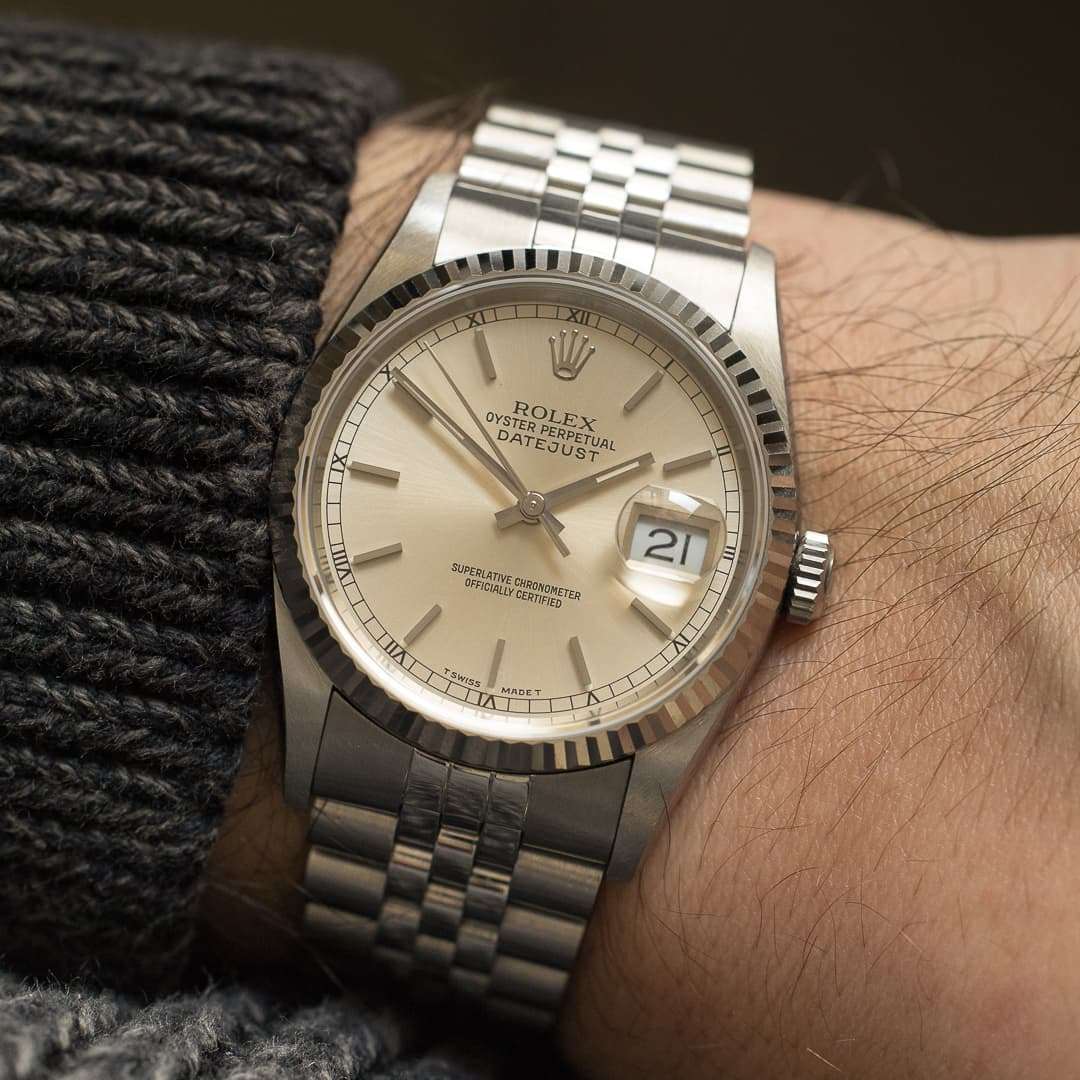 Rolex Datejust 16234 cream patina box papers