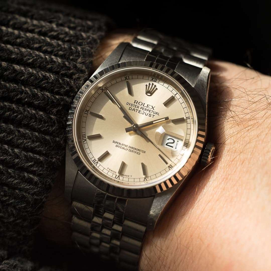 Rolex Datejust 16234 cream patina box papers