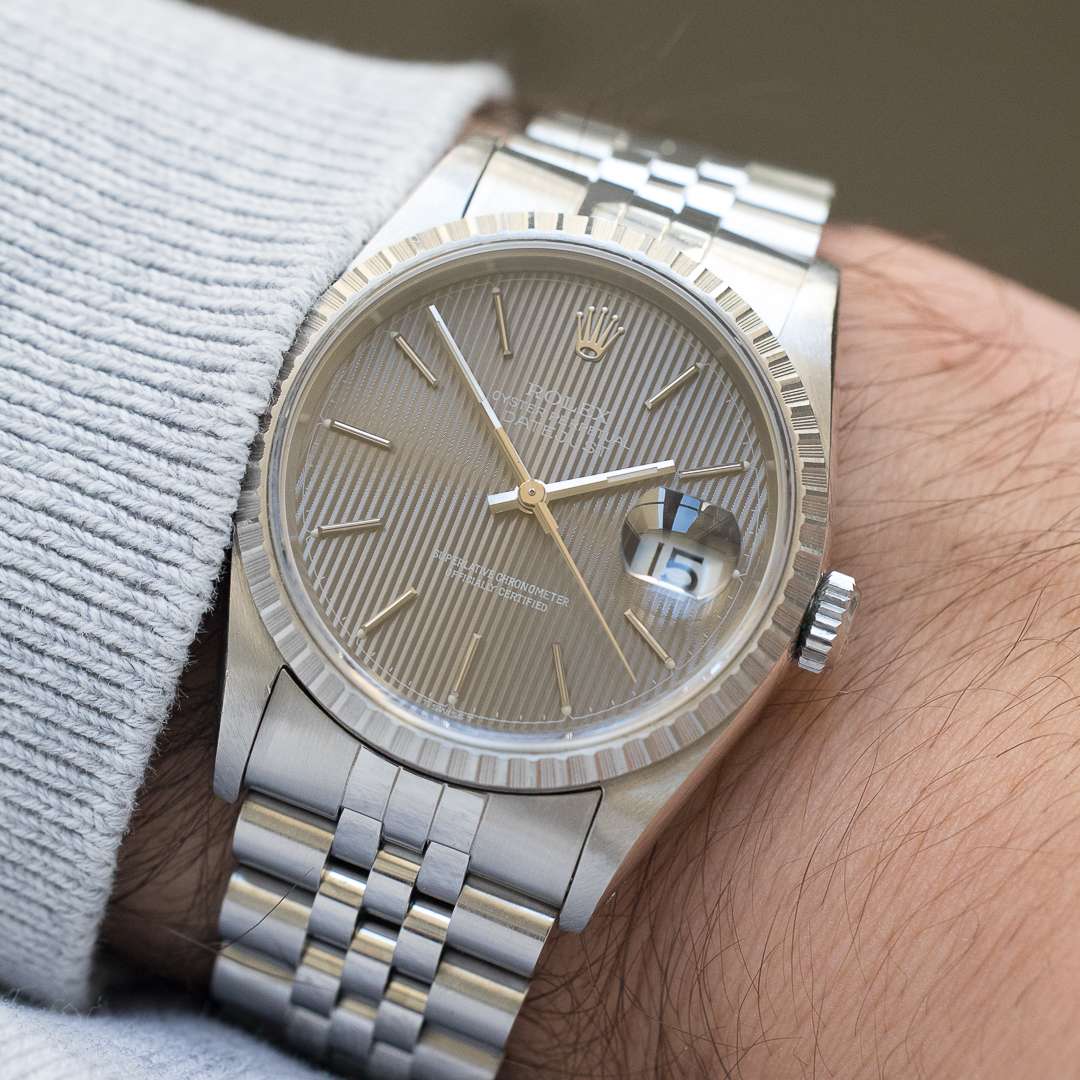 Rolex Datejust 16220 grey tapestry