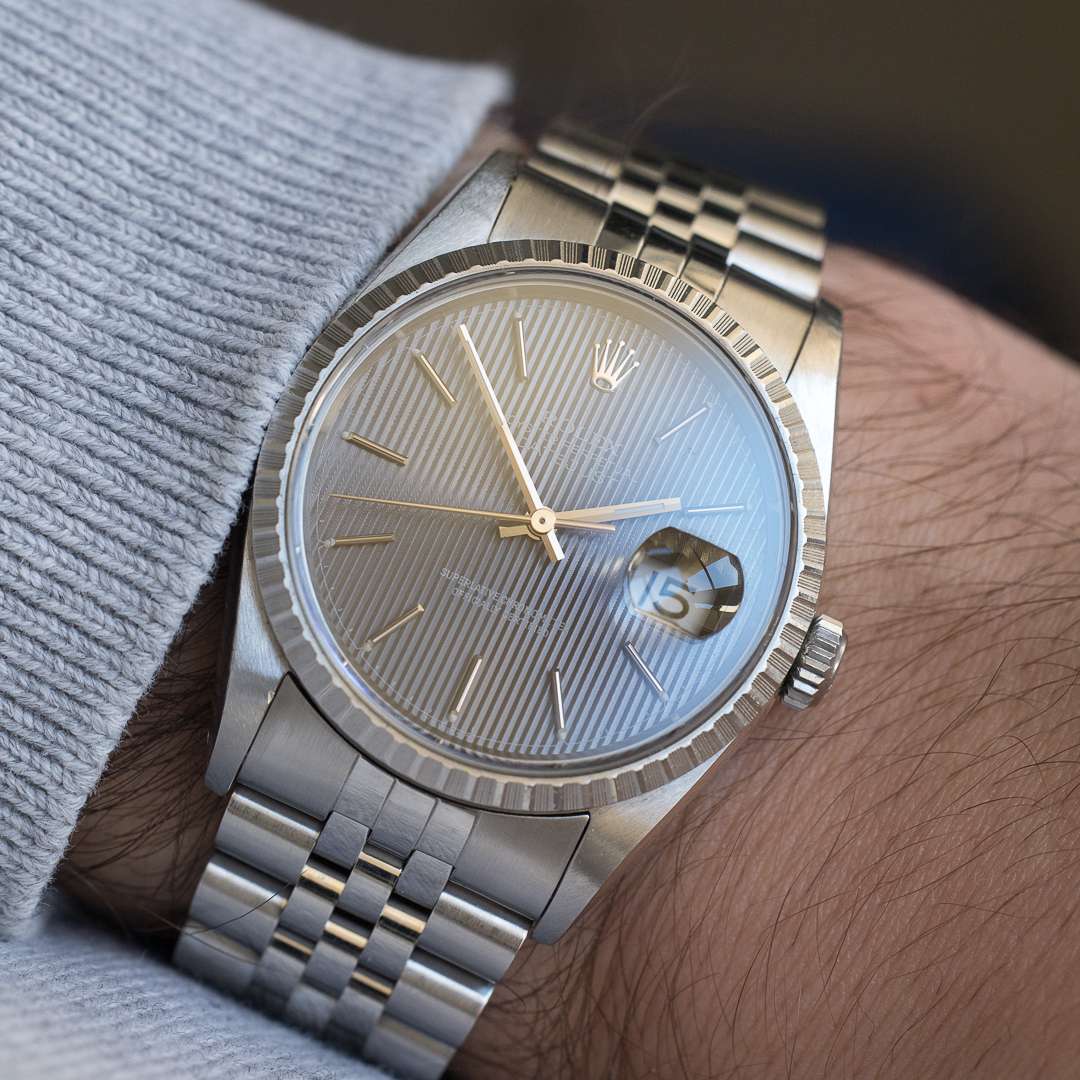 Rolex Datejust 16220 grey tapestry