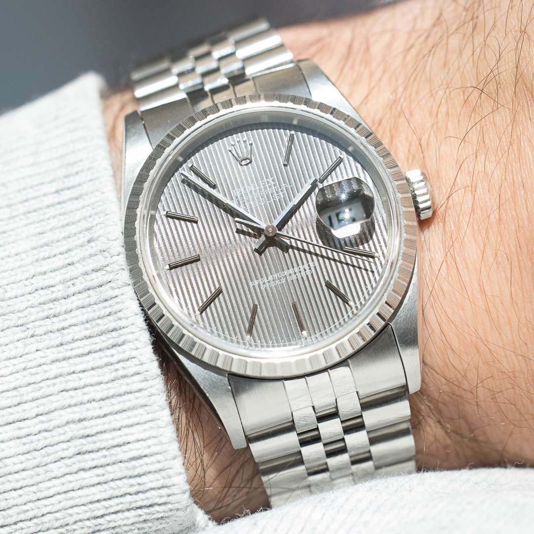 Rolex Datejust 16220 grey tapestry